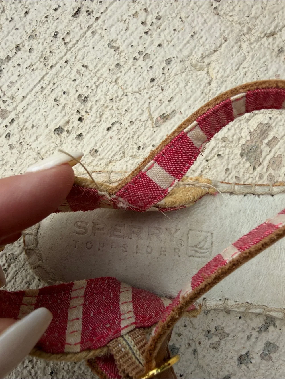 Sperry Black Anchor Print Espadrille Wedges with Red Stripe Ankle Strap - Picture 2 of 12